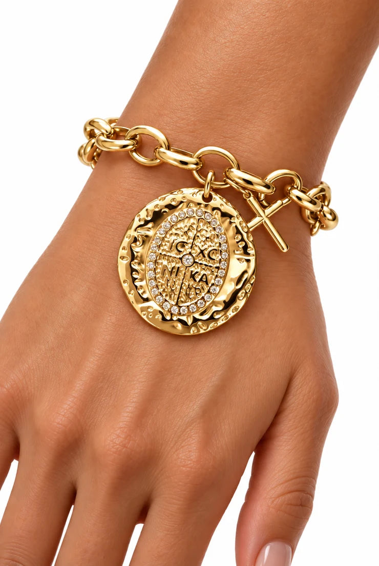 IC XC NIKA Sacred Coin Bracelet Gold