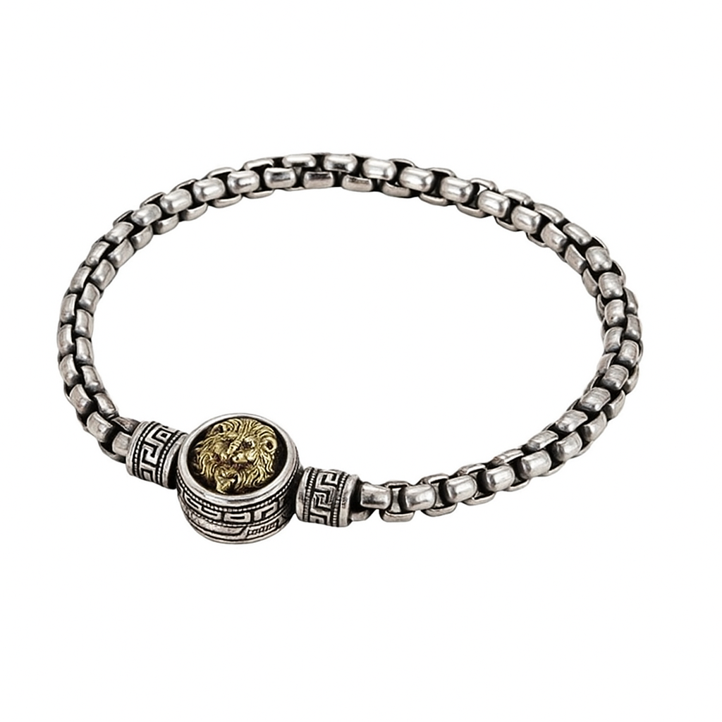 Mens Lion Greek Key bracelet