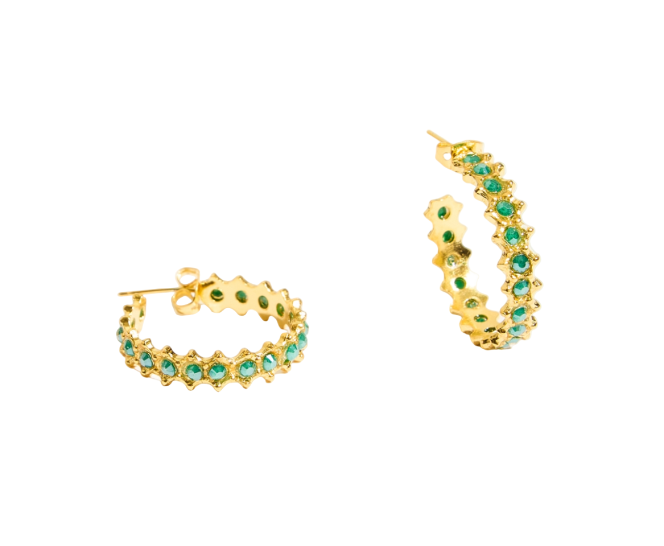 Green Jewel Hoop Earrings