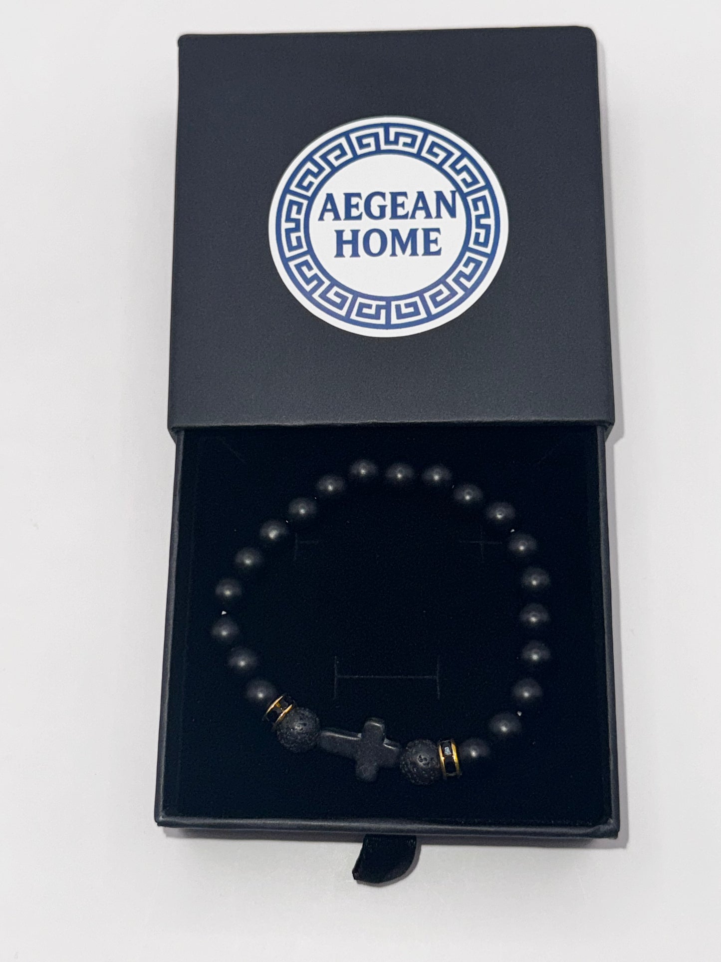 Black with gold accent stone bracelet ( unisex)