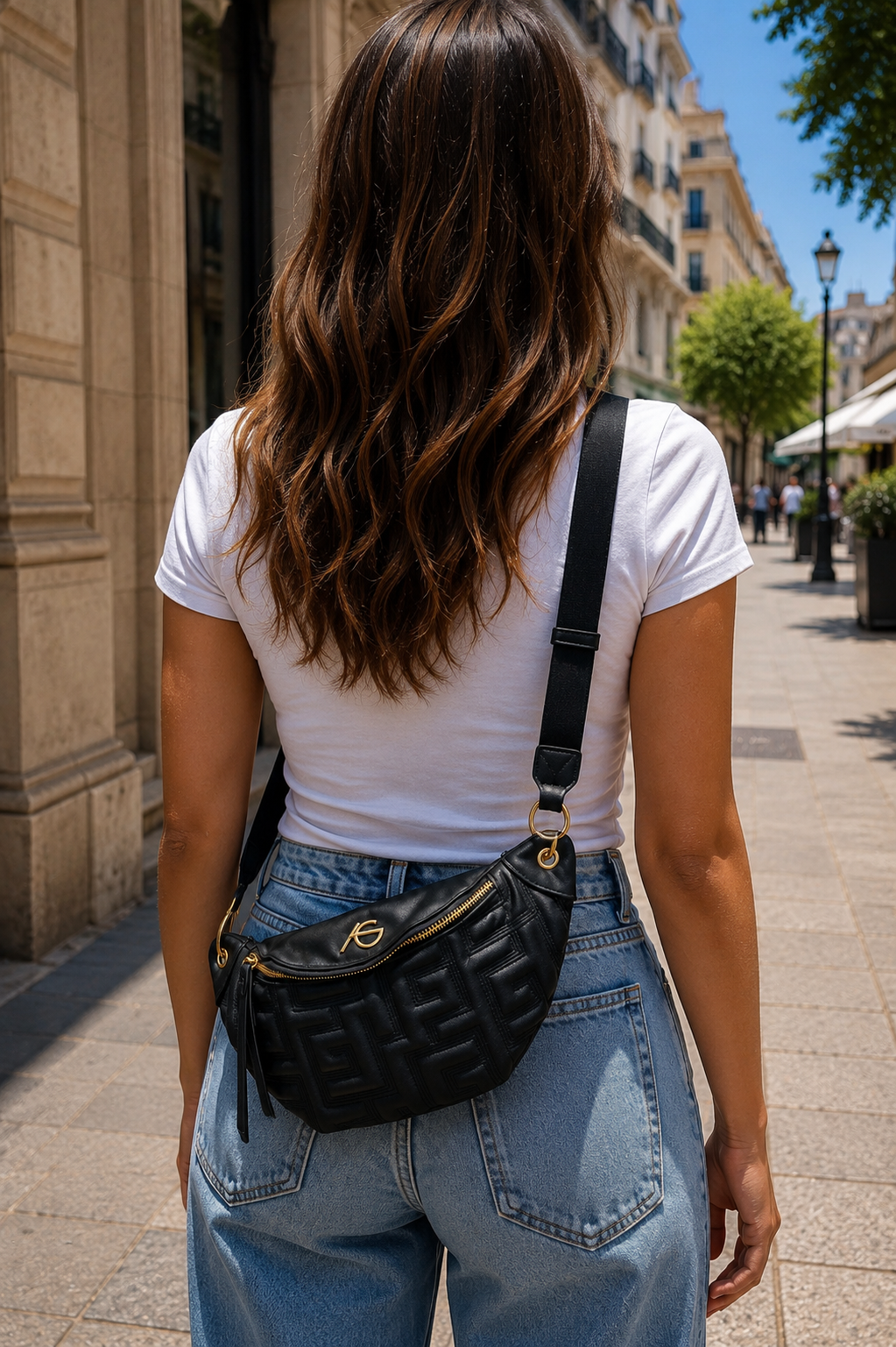 Aegean Black Meander Crossbody Bag - Ari Giorgio Greece