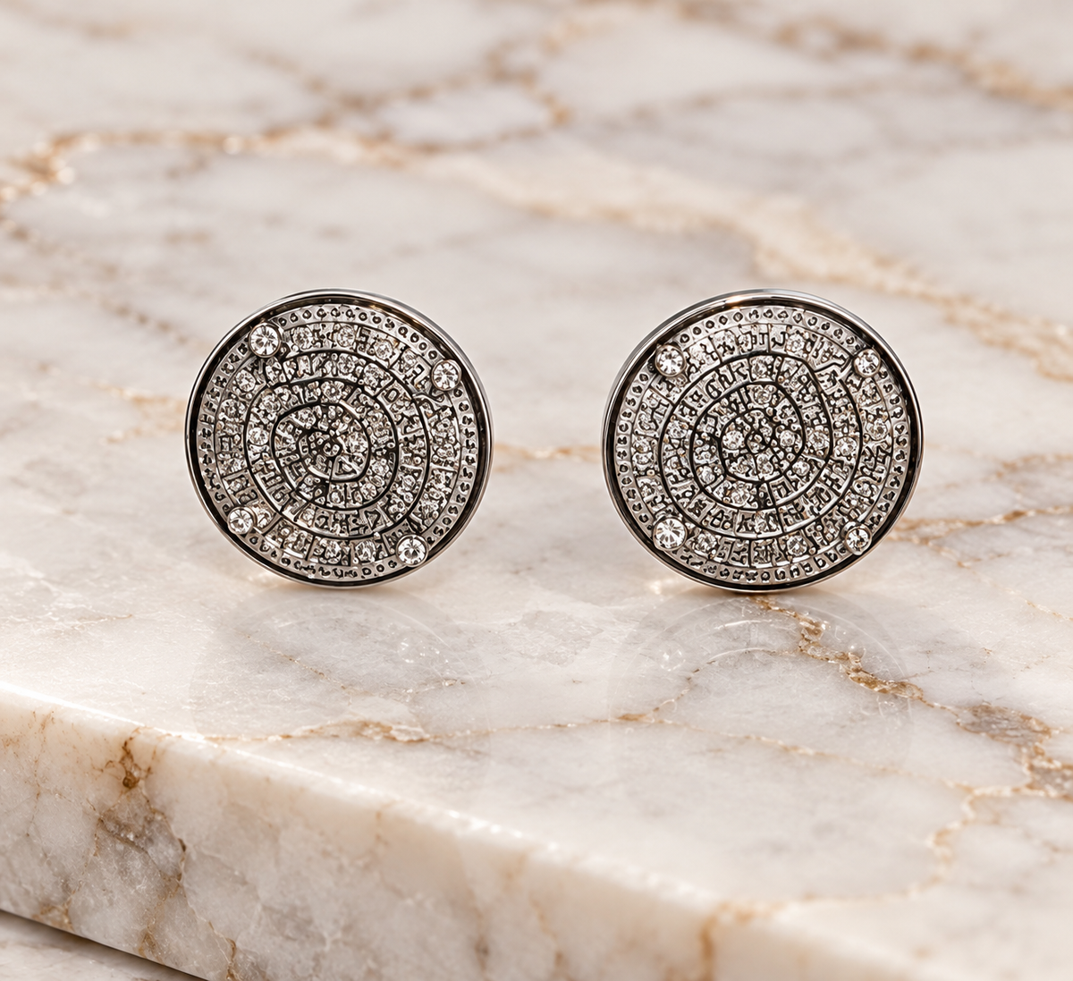Silver Phaistos Disc Stud Earring