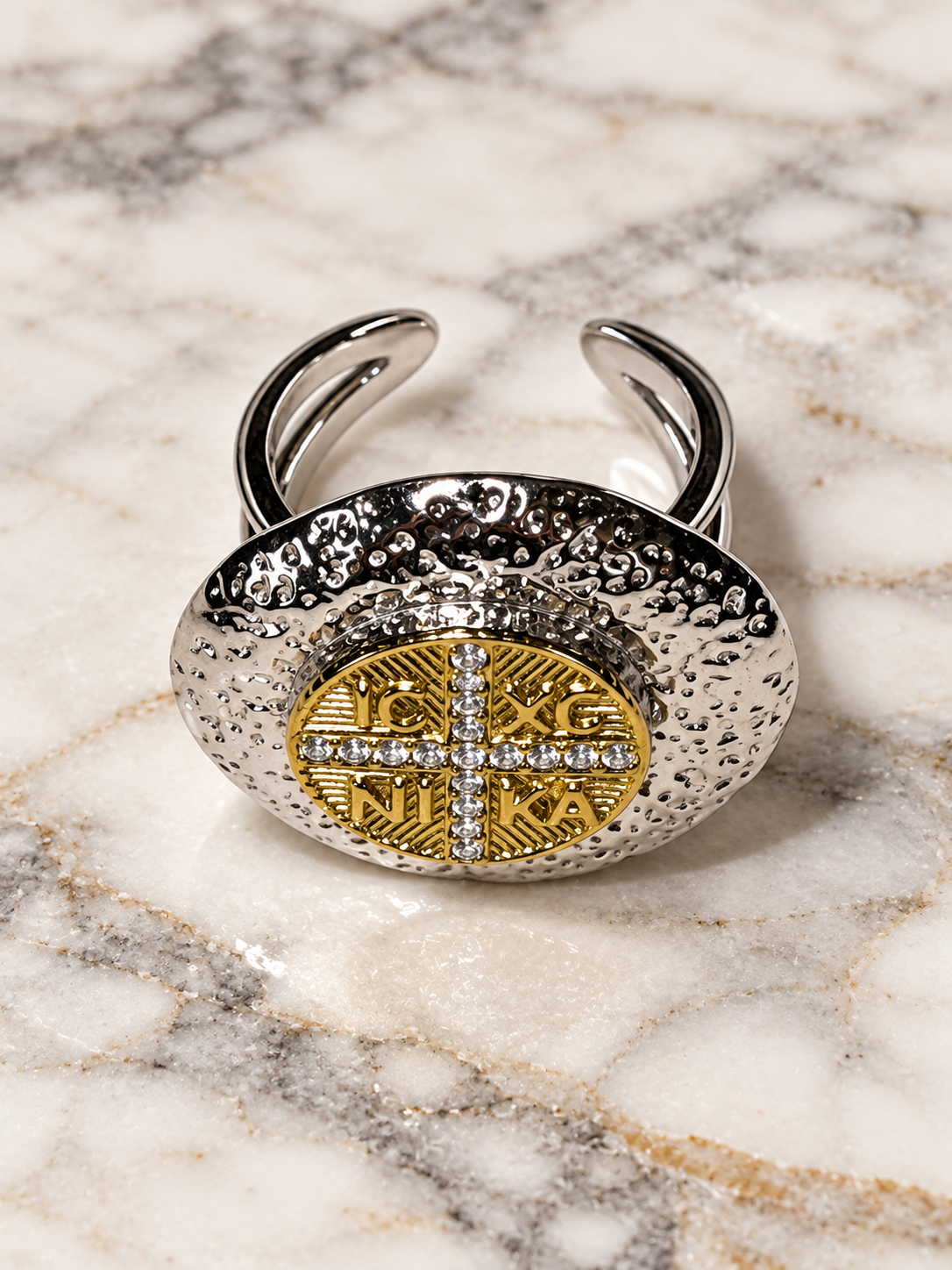 ICXC NIKA Two-Tone Medallion Statement Ring