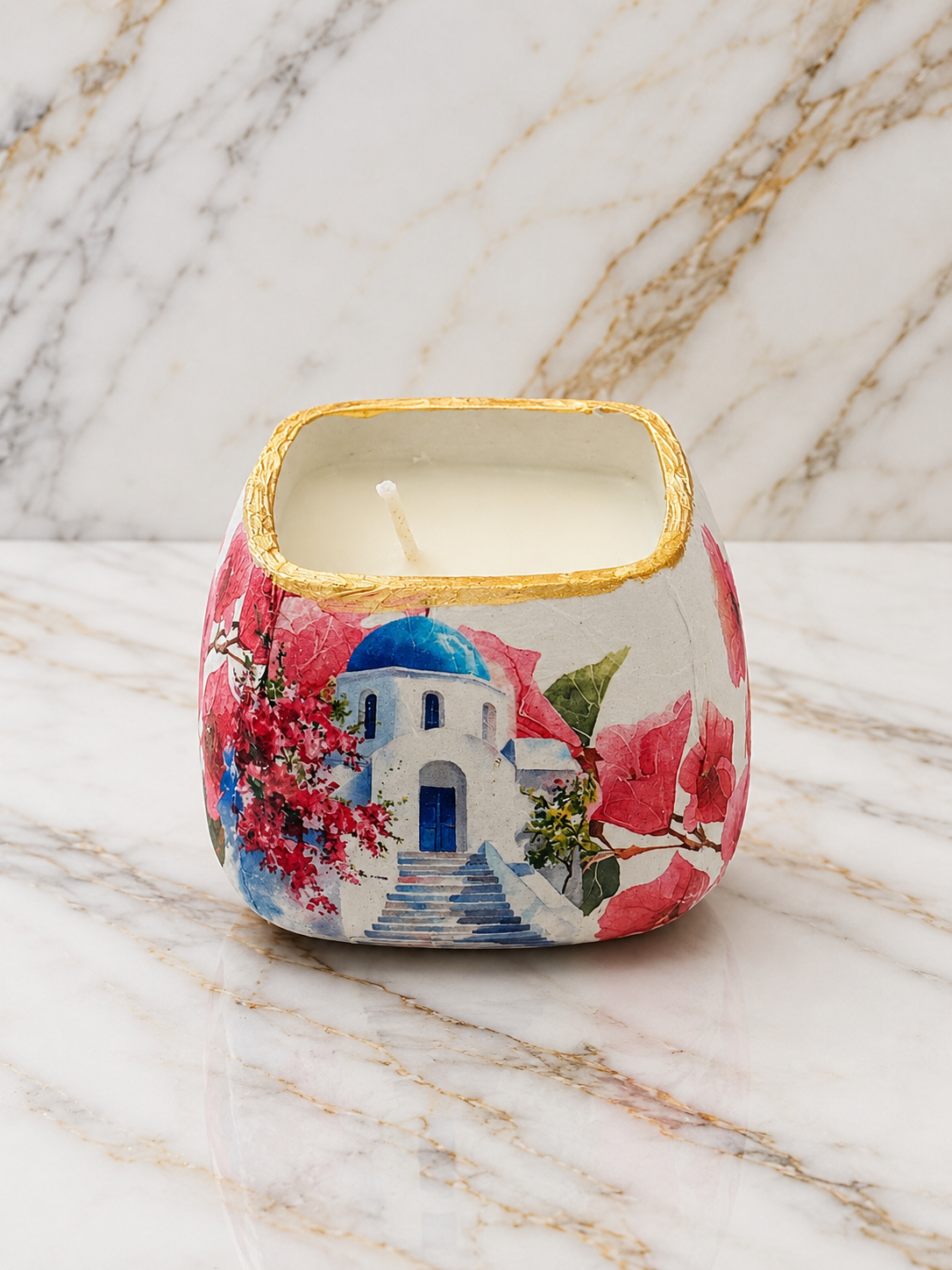 Santorini Soy Candle – Handcrafted Decorative Candle