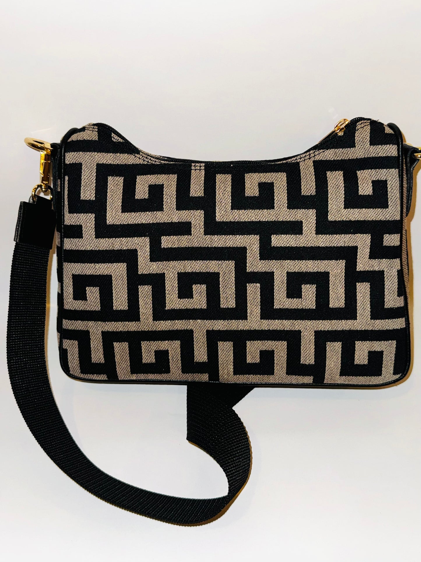 Dion Black Greek Key Handbag By Ari Giorgio Greece