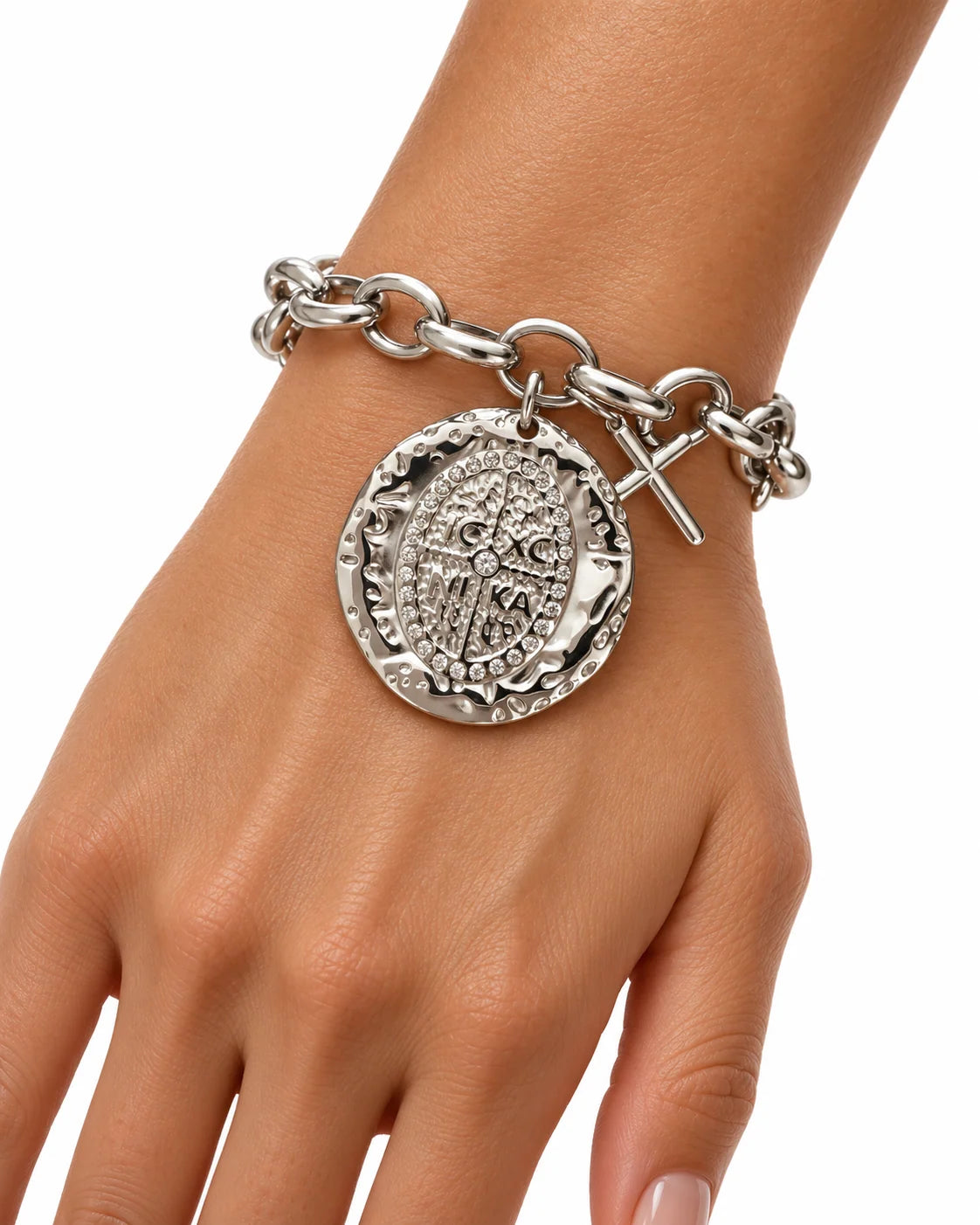 IC XC NIKA Sacred Coin Bracelet Silver