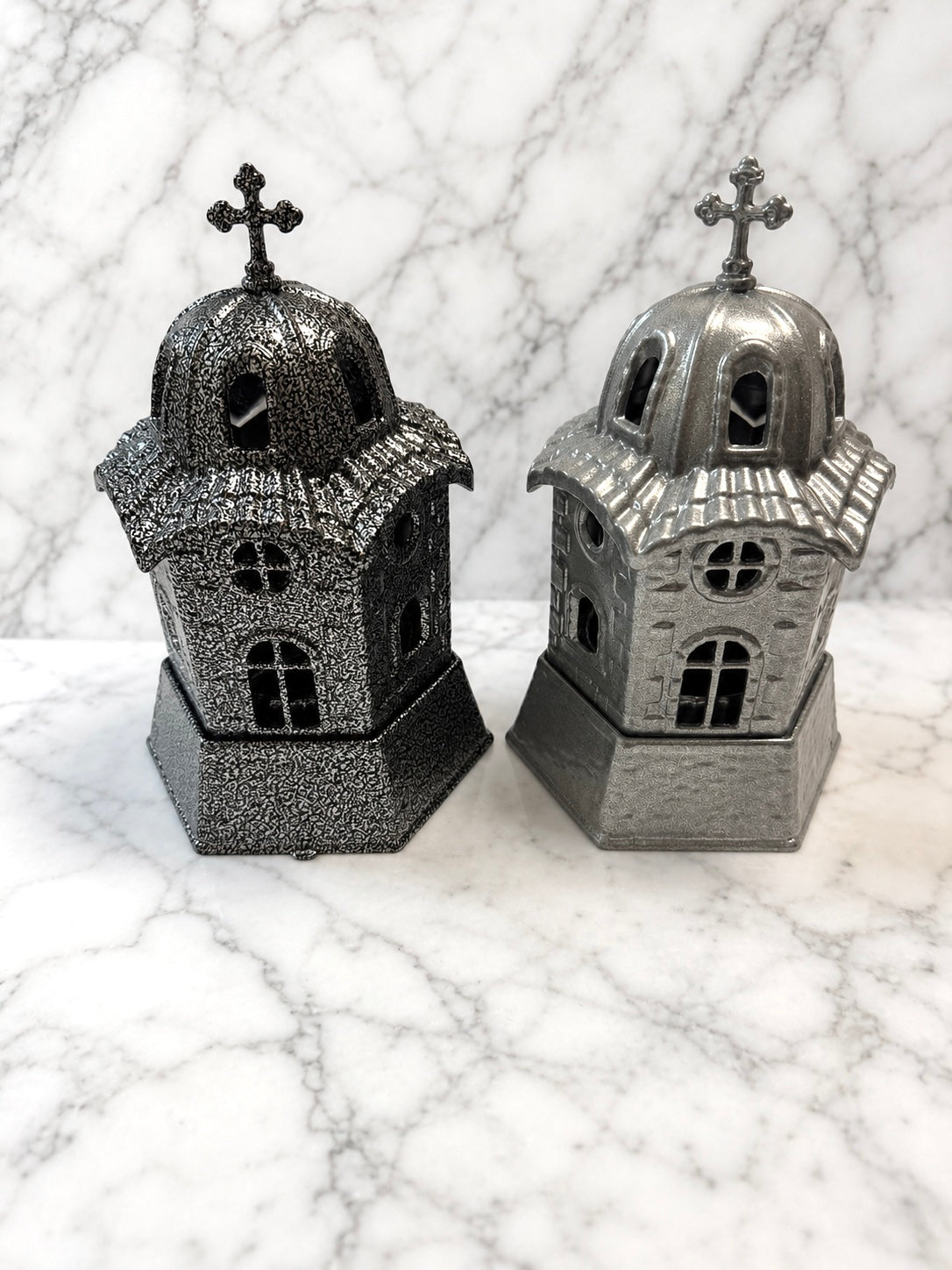 Monastery Oil Lamp (Kandili) – Silver & Charcoal Grey
