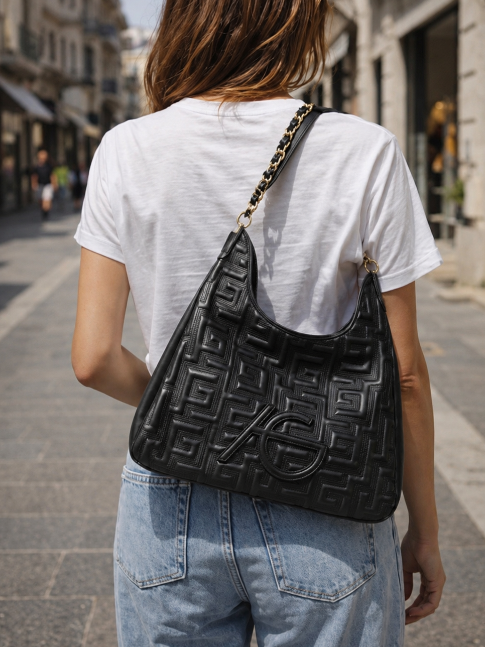 Ari Giorgio Black Lux Riviera Chain Shoulder HandBag