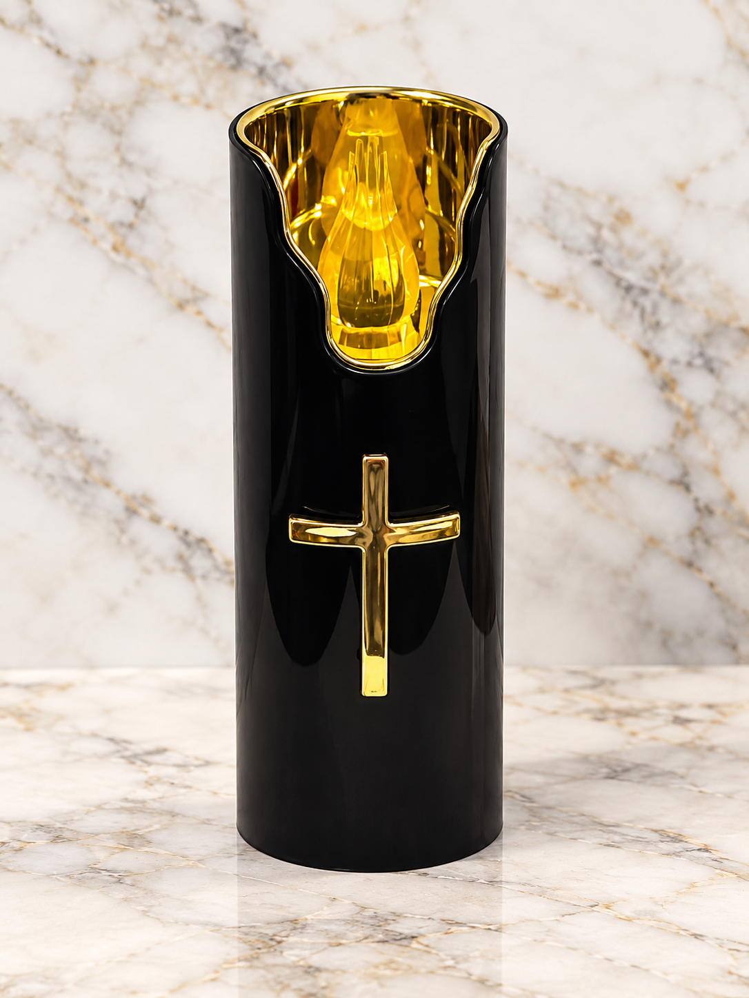 Black & Gold LED Kandili Candle