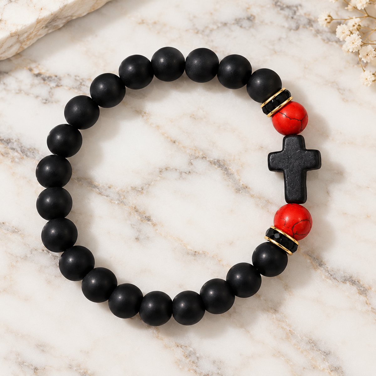 Black and Red Cross Bracelet unisex