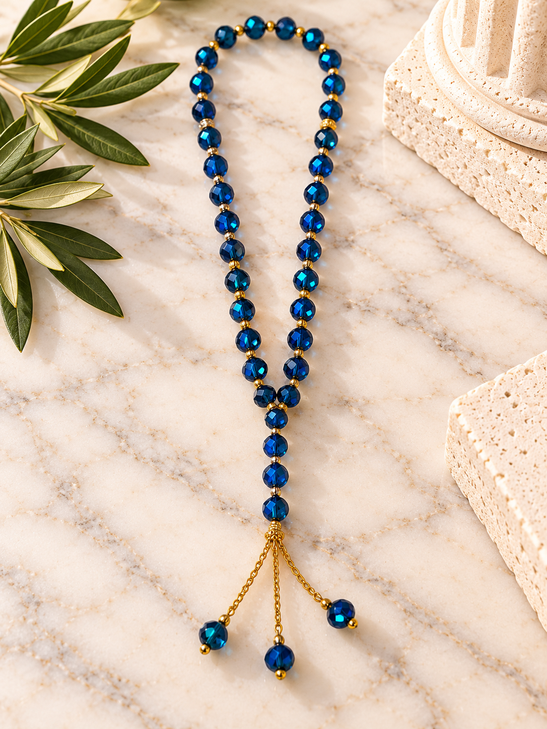 Iridescent Royal Blue Beaded Car Charm