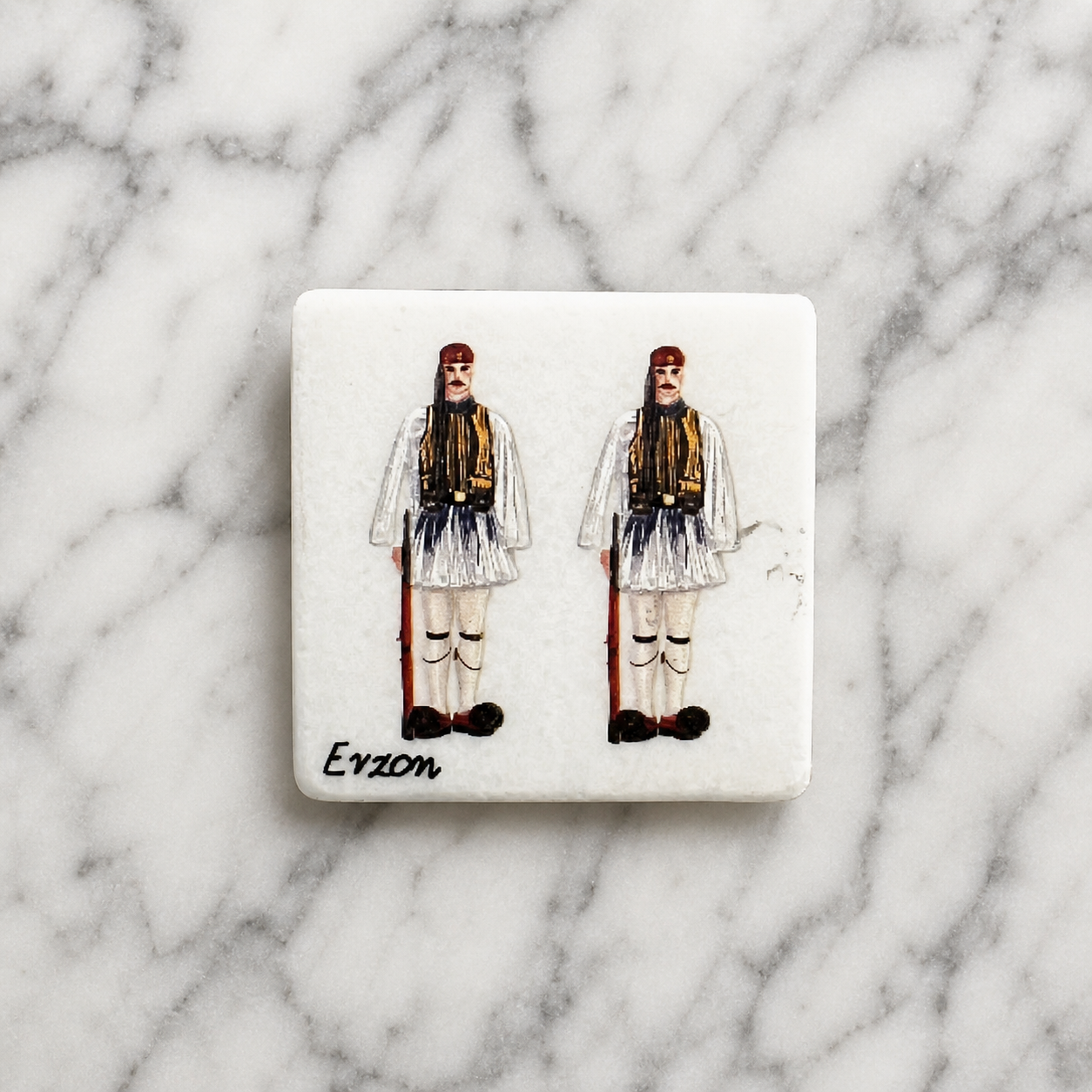 Evzone Thassos Marble Magnet – Greek Presidential Guard