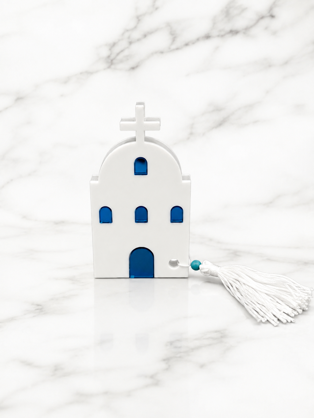 Santorini Church Ornament – White & Blue | Made in Greece