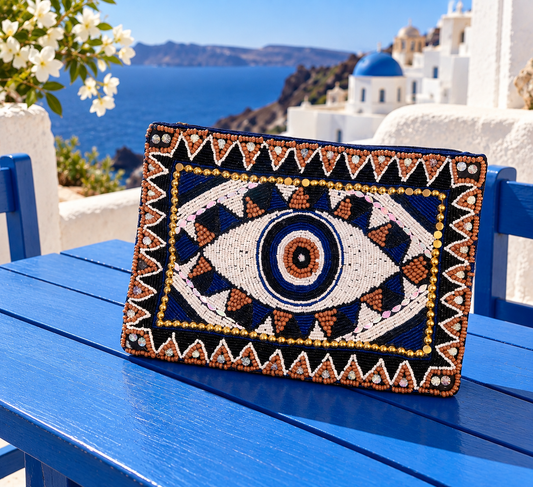 Beaded Evil Eye Clutch Handmade