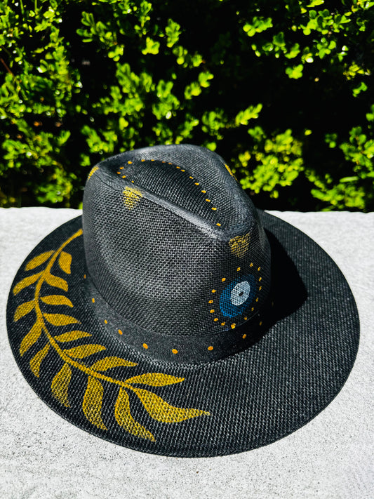 Black olive branch hat