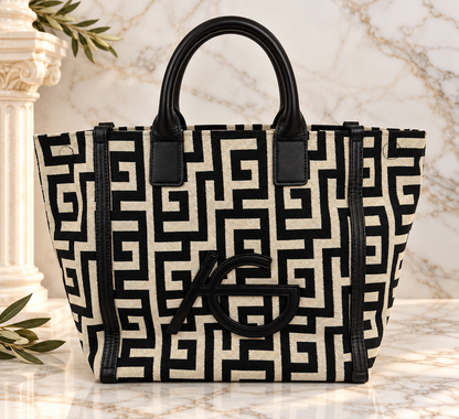 Athena Greek Key Tote / Cross body  Bag – Made in Greece - Ari Giorgio