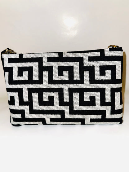 Selene Noir Crossbody Handbag Greek Key Ari Giorgio