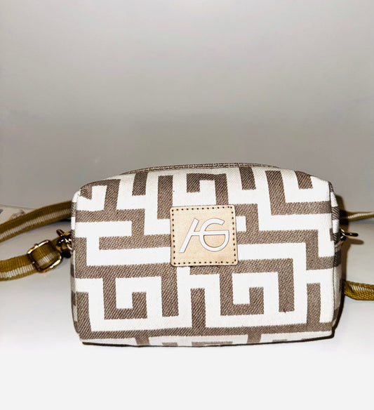 Myko Camera Bag Ari Giorgio Greek Key Beige Handbag