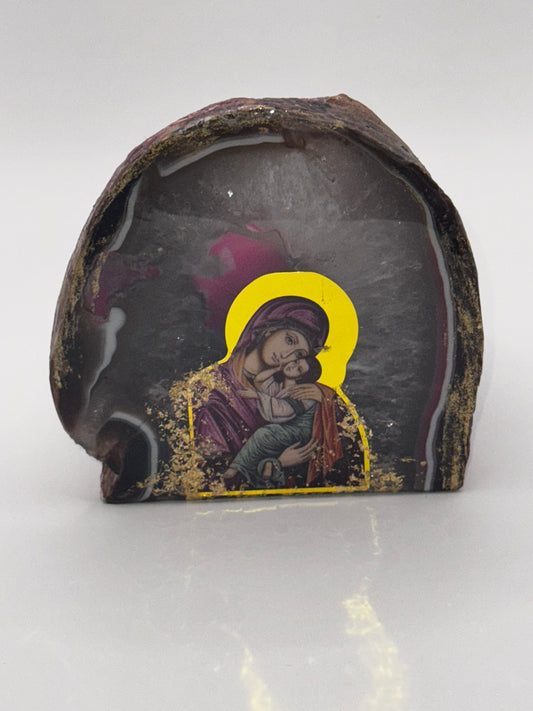 Solid Agate Stone Icon + Candle Holder