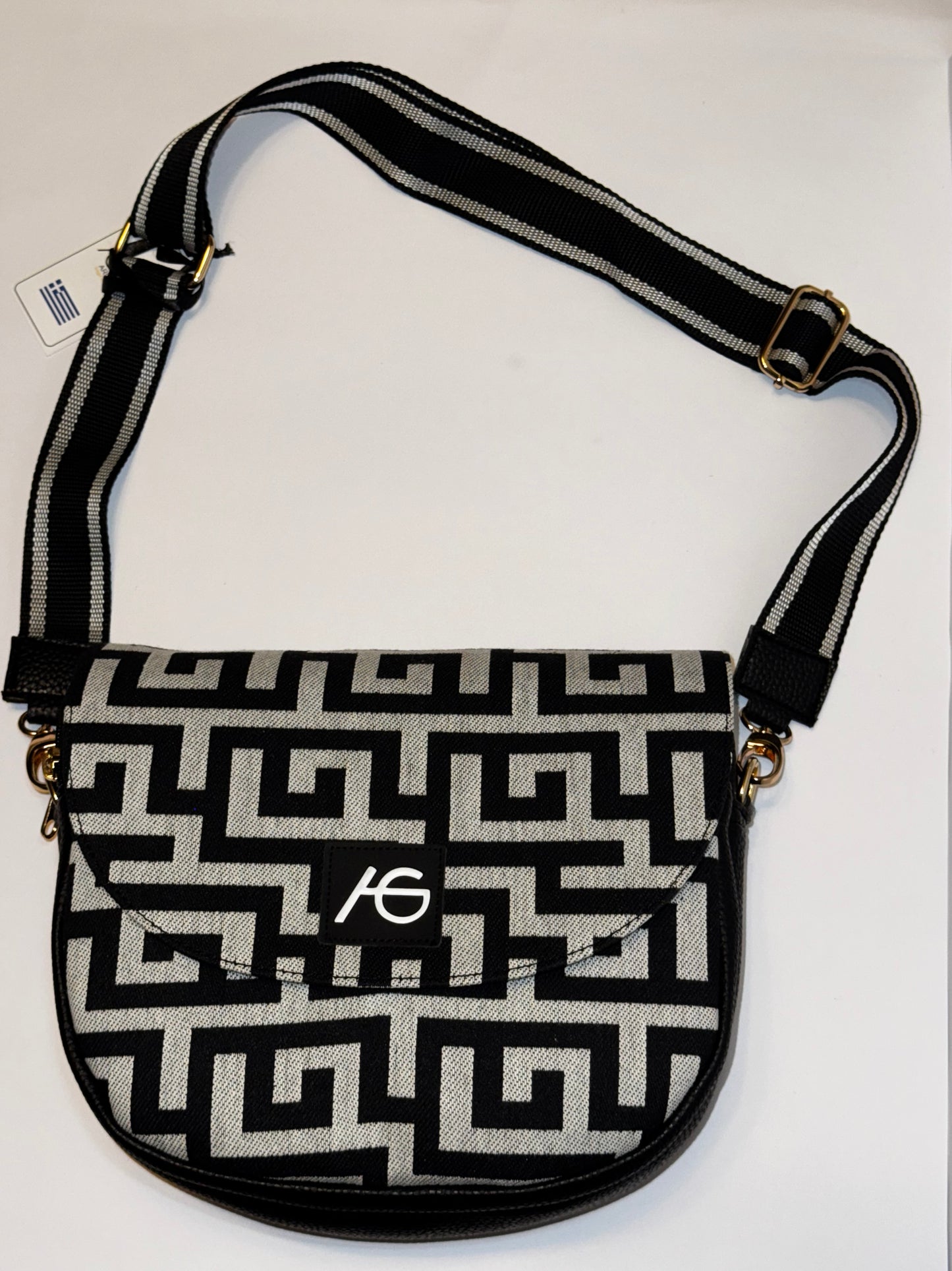 Greek Key saddle bag by Ari Giorgio