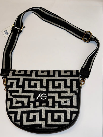 Greek Key saddle bag by Ari Giorgio