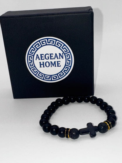 Black with gold accent stone bracelet ( unisex)