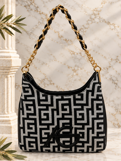 Greek Key Chain Shoulder Handbag