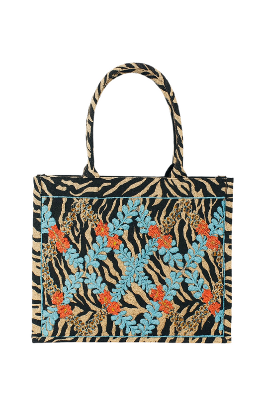 Zebra beaded Tote Handbag