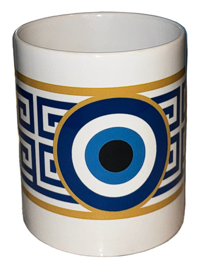 Evil Eye Greek Key Mug
