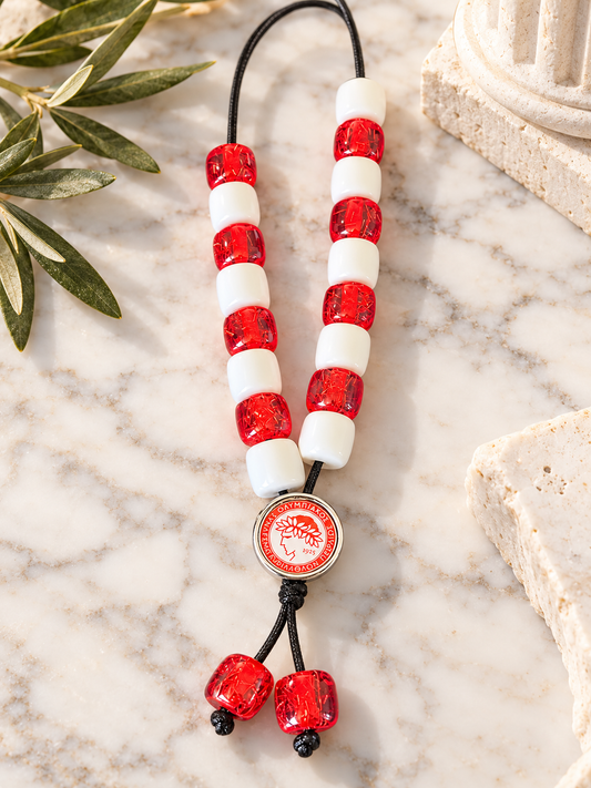 Olympiacos Greek Football Large Bead Komboloi – Handmade in Greece 🇬🇷