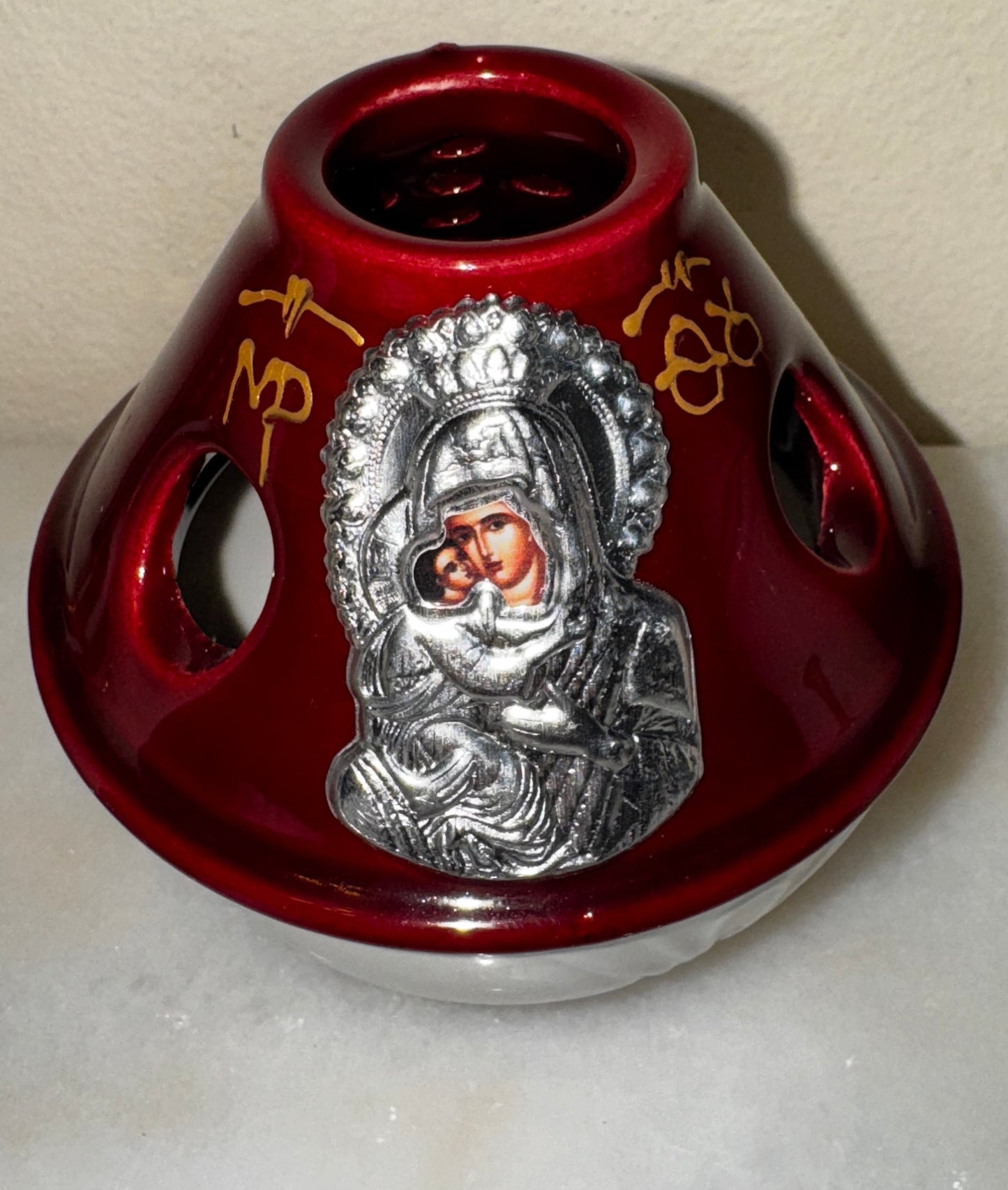 Panayia and Jesus kantili ( cherry on white)