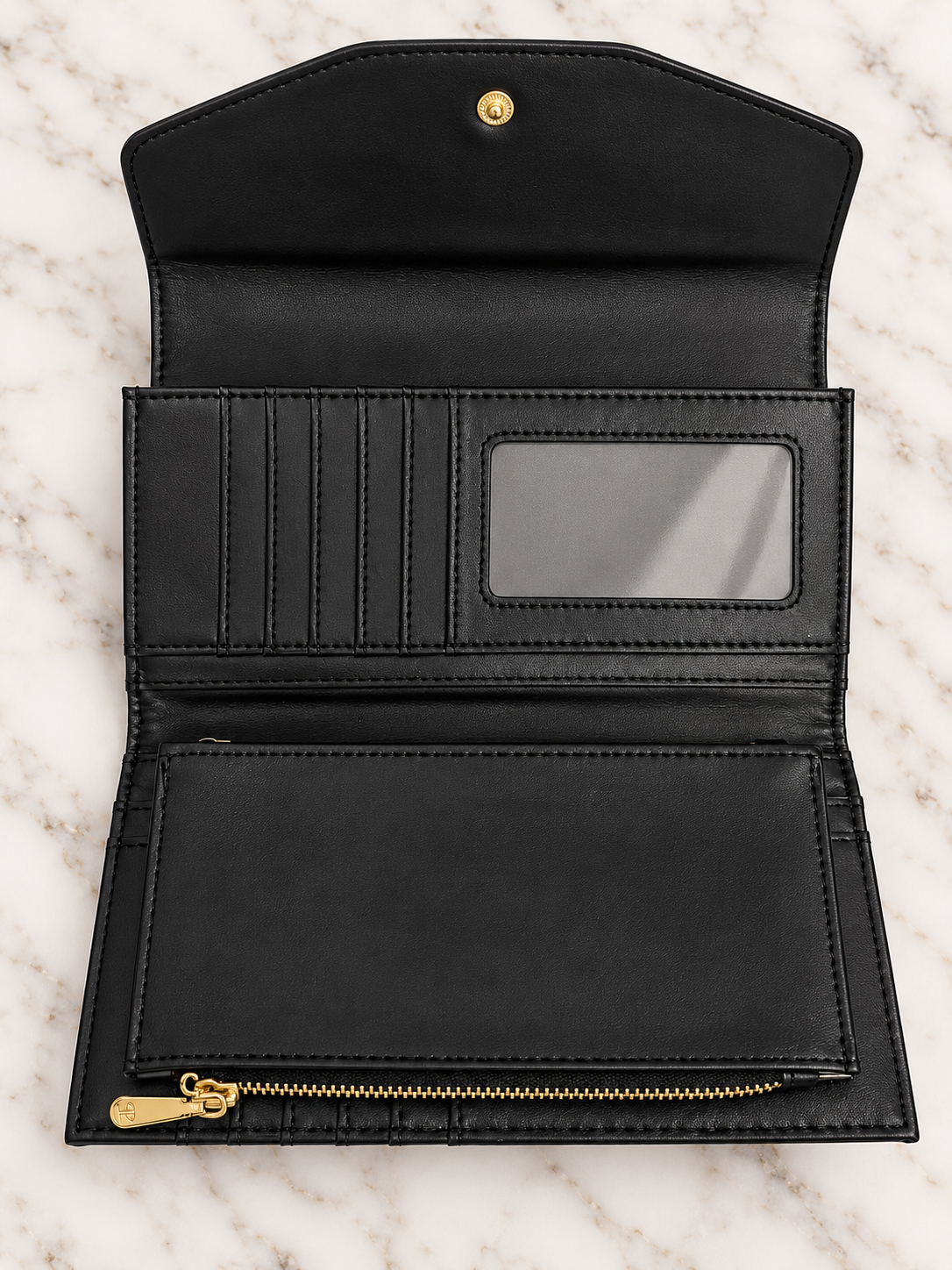 Greek Key Long Lux Wallet – Black & White