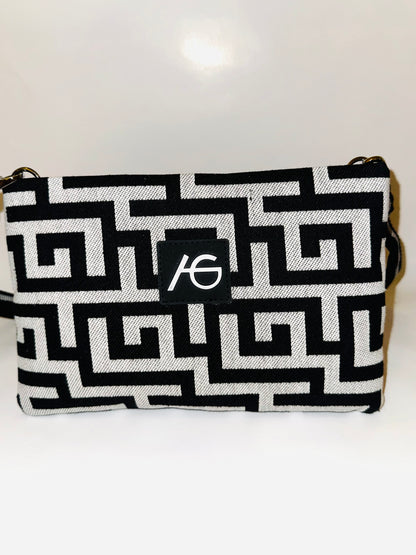 Selene Noir Crossbody Handbag Greek Key Ari Giorgio