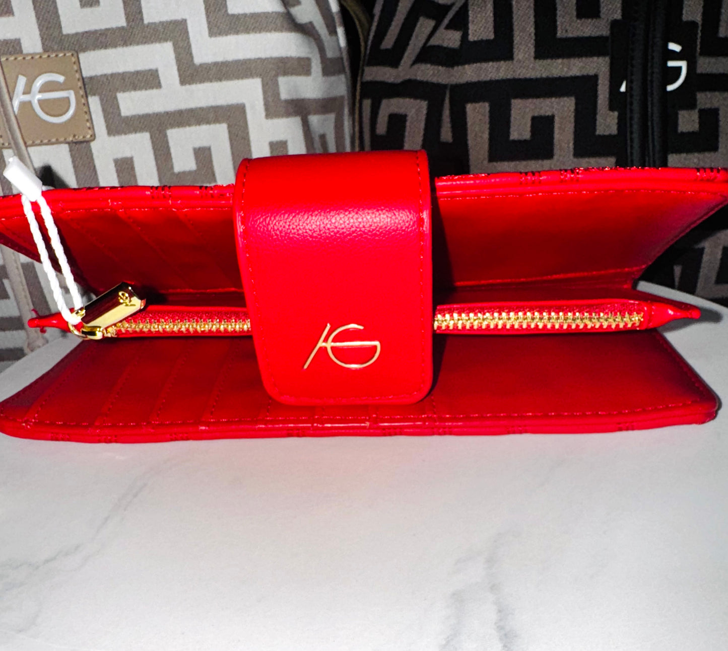 Red Ari Giorgio 3D Greek Key wallet
