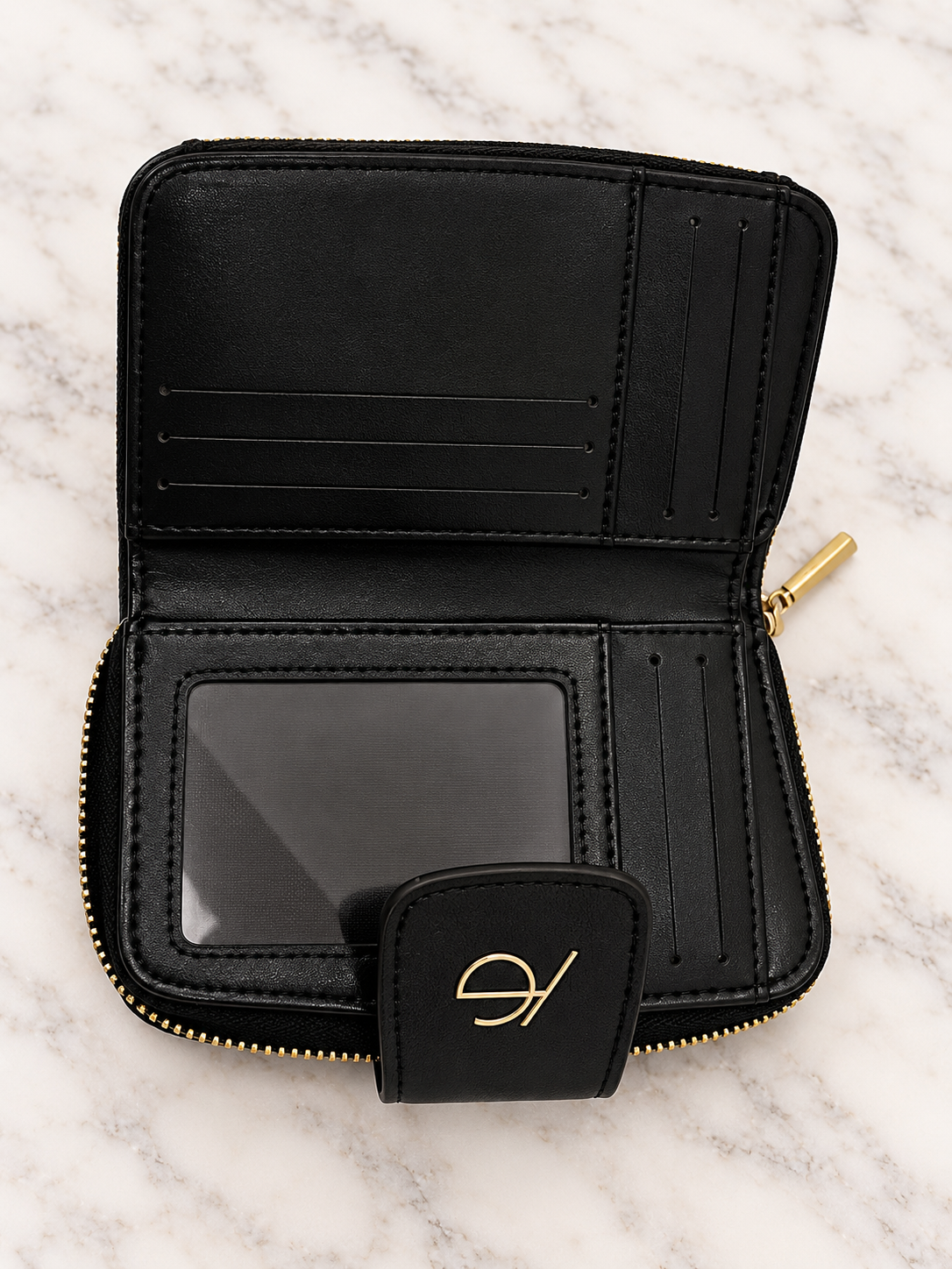 Black Greek Key Embossed Wallet
