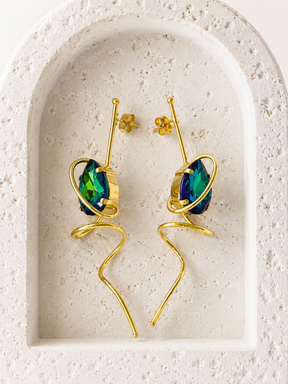 Twisted Blue Green Drop Earrings
