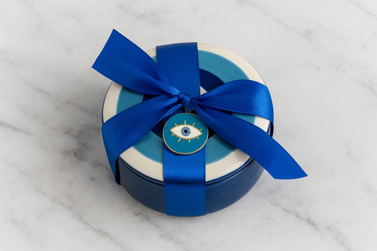 Evil eye trinket jar with ouzo lollies gift set