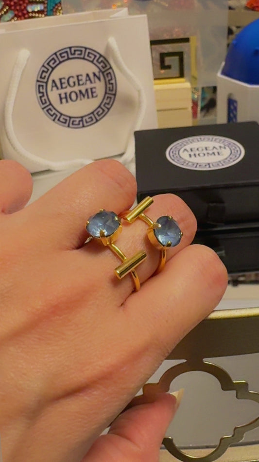 Double Bar Blue Ring