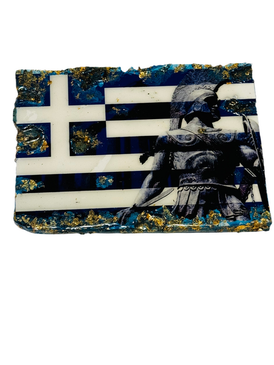 Spartan Greek Flag Art Plaque