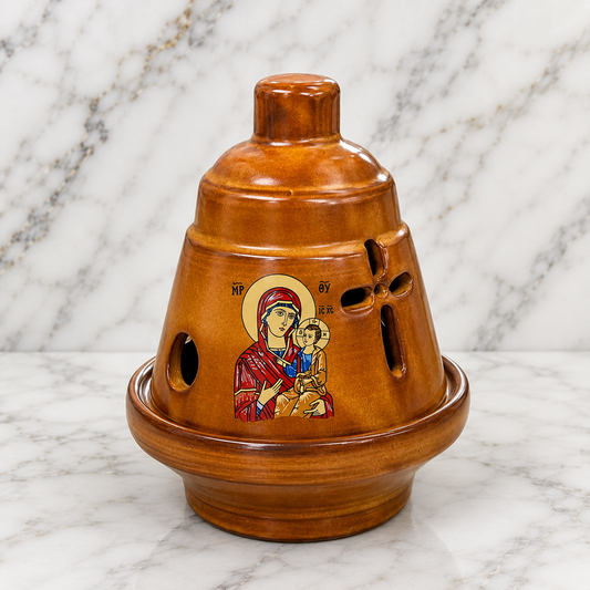 Mary and Jesus Brown Vigil Lamp / Kandili