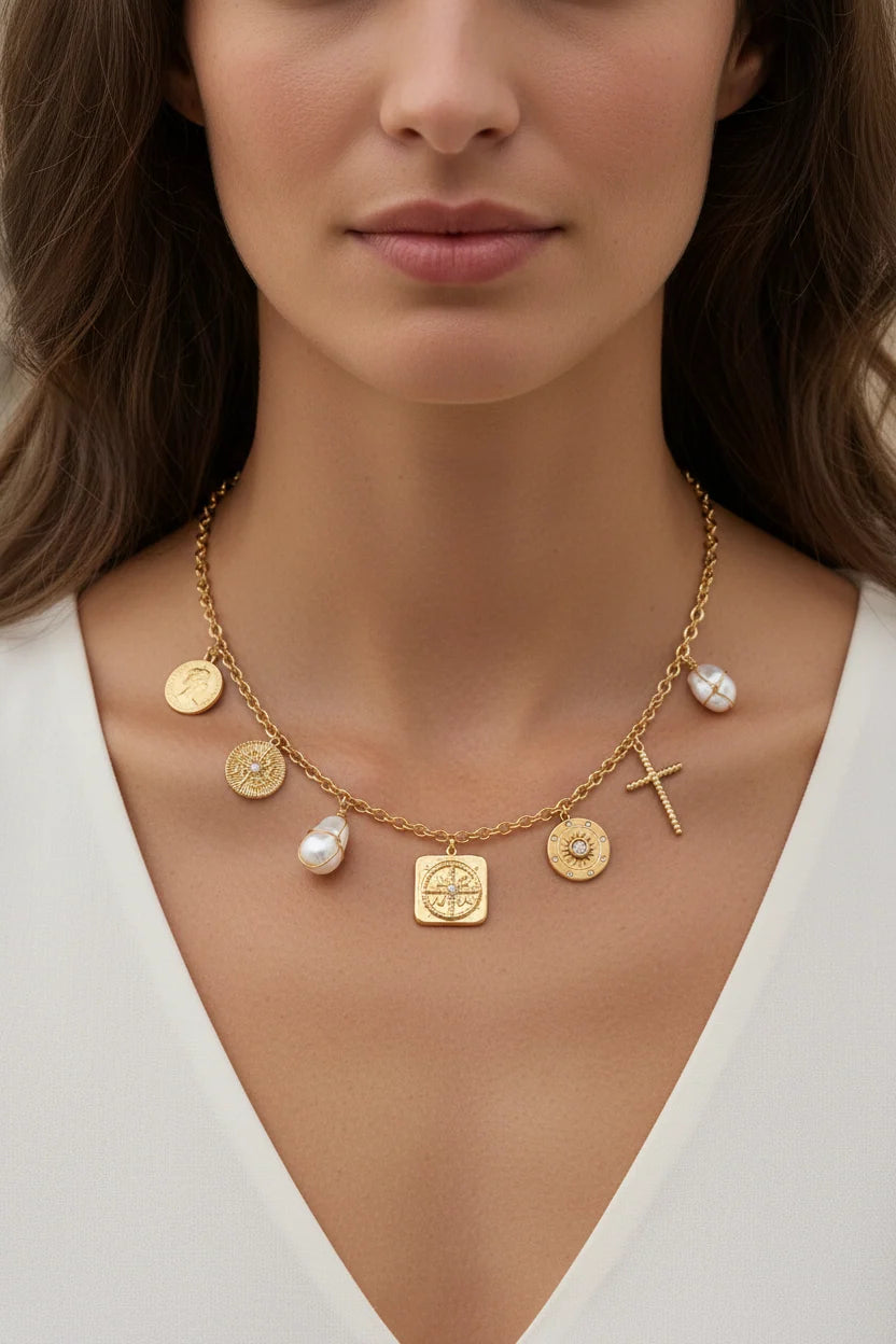 Asteria ICXC Charm Necklace – Gold - Made in Greece