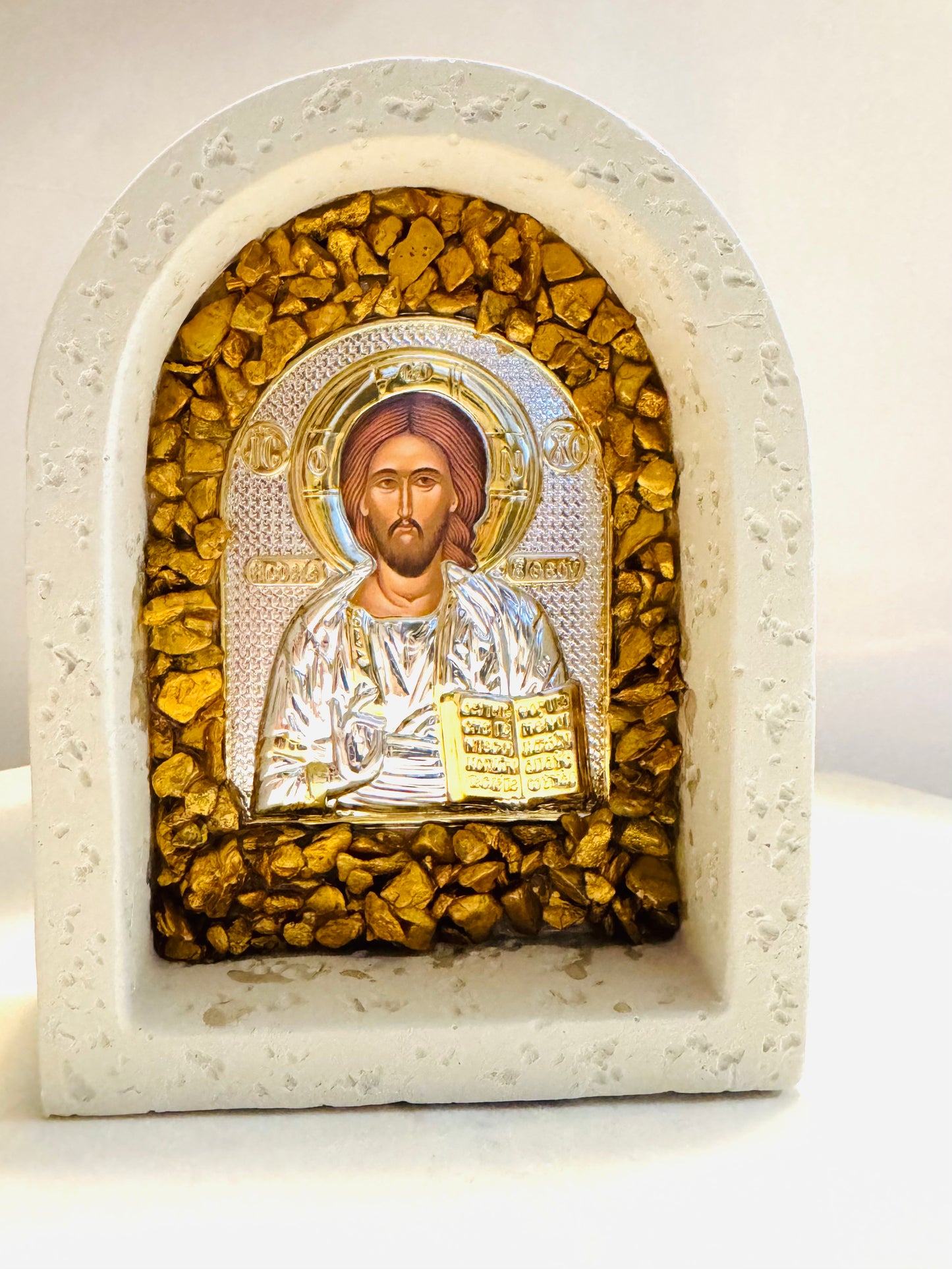 Jesus Dome Icon with Gold stones