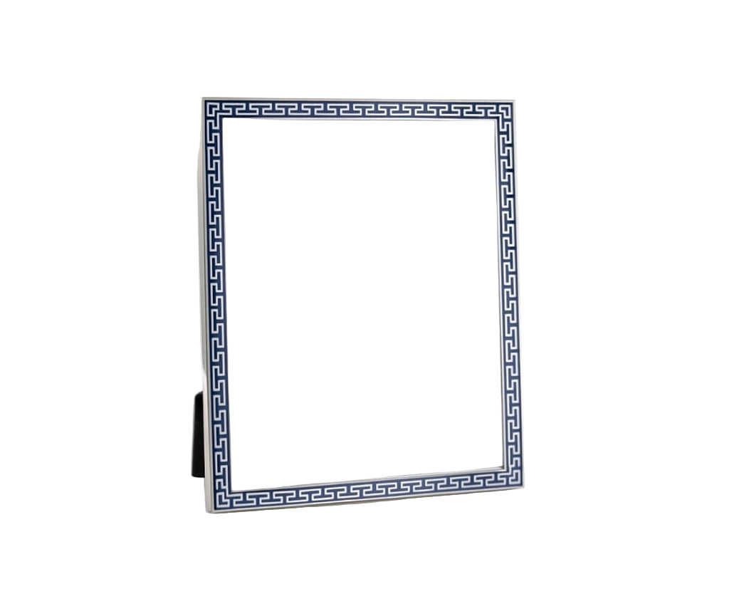Navy & Silver Greek Key Photo Frame