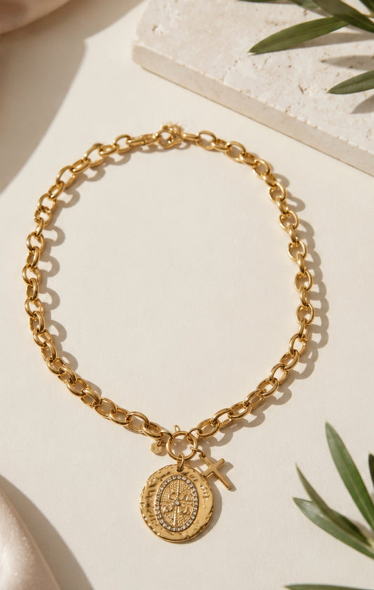 Gold Sacred Coin Necklace ICXC