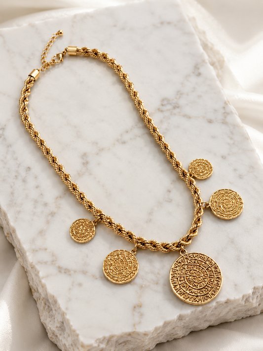 Minoan Coin Statement Necklace – Gold