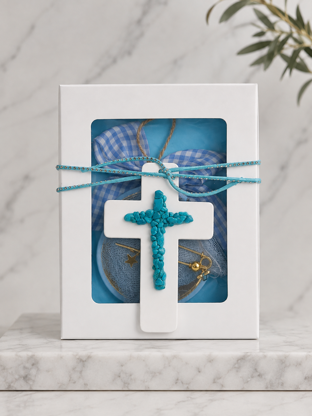 Baby Boy Gift Set – Handmade Cross, Baby Pin & Acrylic Icon