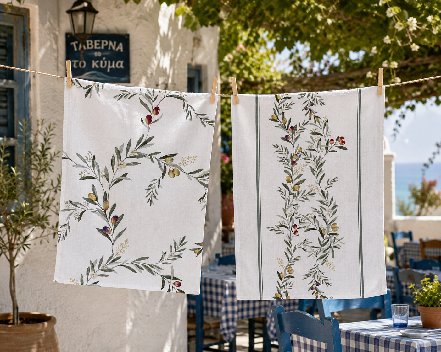 Olive Grove Cotton Tea Towels – Set of 2