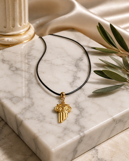 Greek Column Necklace Gold