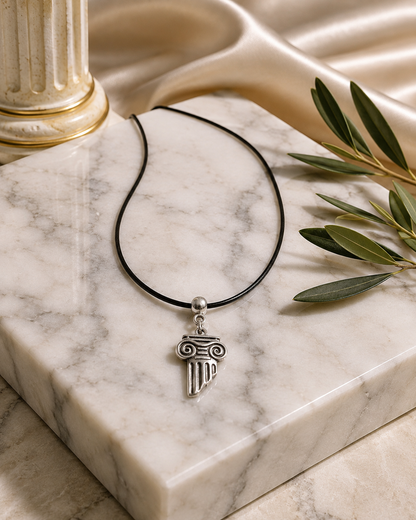 Greek Column Necklace Silver