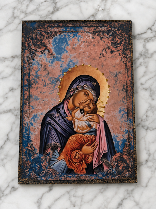 Mother Mary & Jesus Wood Eikon - Made in Greece